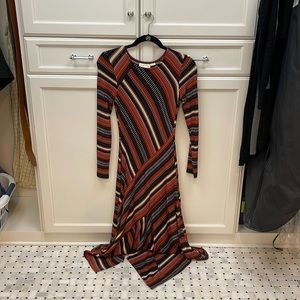 Earth tones midi dress from Anthropologie